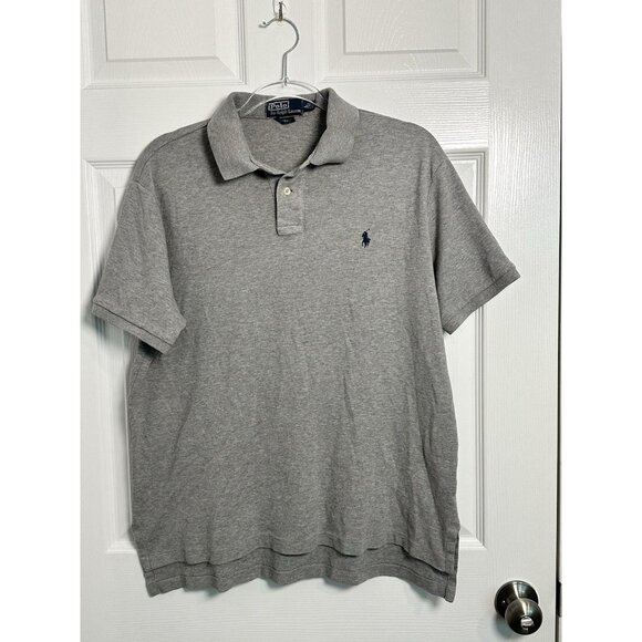 Polo Ralph Lauren Men’s Polo Shirt Custom Fit Gray Short Sleeve Sz Large - Picture 1 of 9
